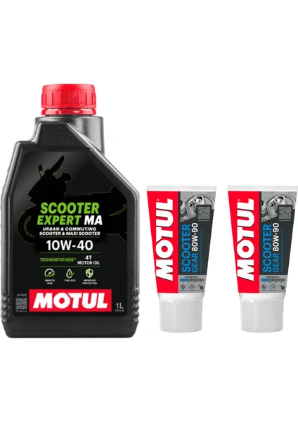 MOTUL SCOOTER EXPERT MA 10W40 (1L) + ŞANZIMAN YAĞI (2 ADET) VİTESLİ SCOOTER SETİ